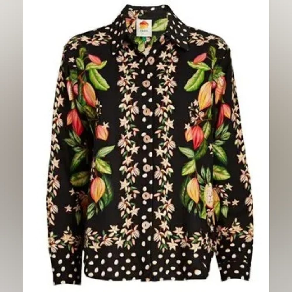 NEW FARM RIO (Tiny Flaw) | $160 Cocoa Paradise Linen Blend Blouse - Picture 4 of 12